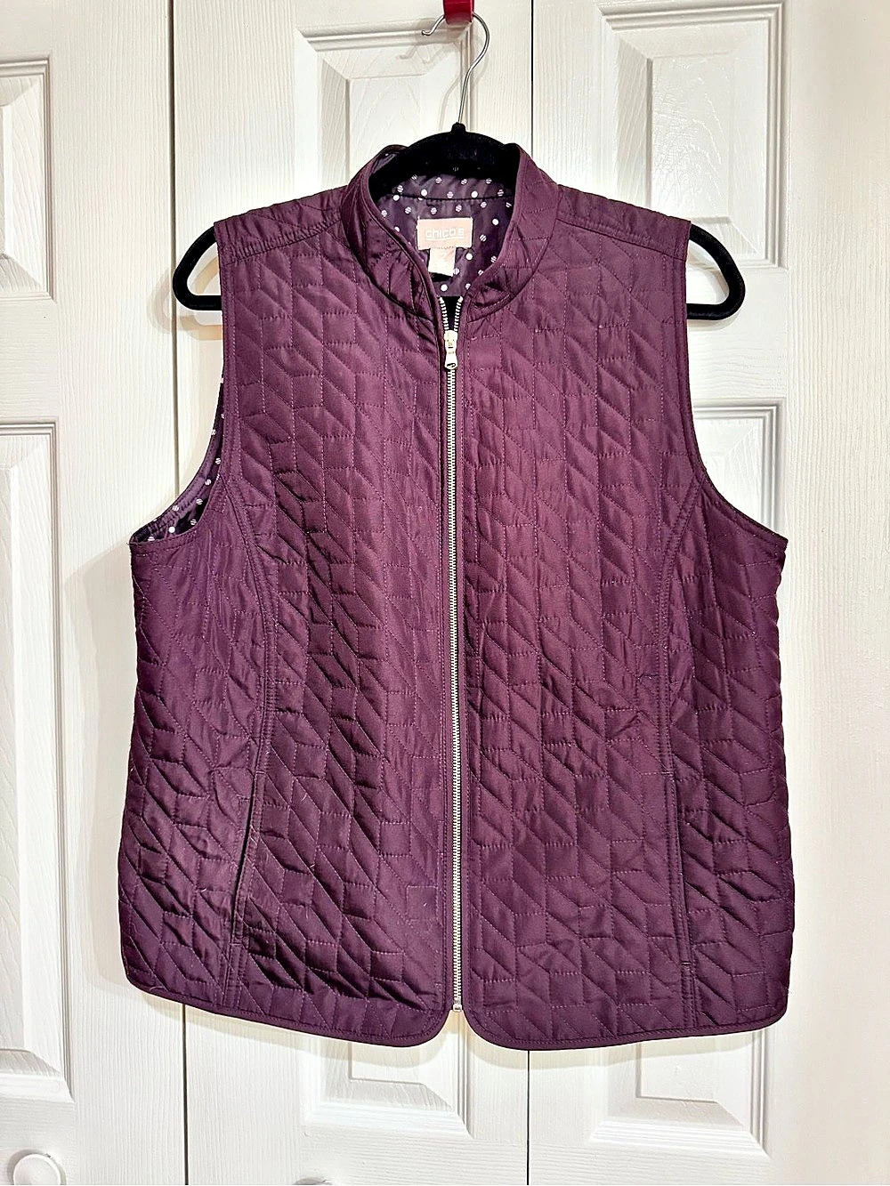 Chico's Quilted Zip Vest Quilted Vest Purple Size 2 #171